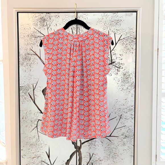 Rebecca Taylor $250 Size 2 XS 100% Silk Amanda Coral Print Sleeveless Tunic Top - Picture 2 of 10
